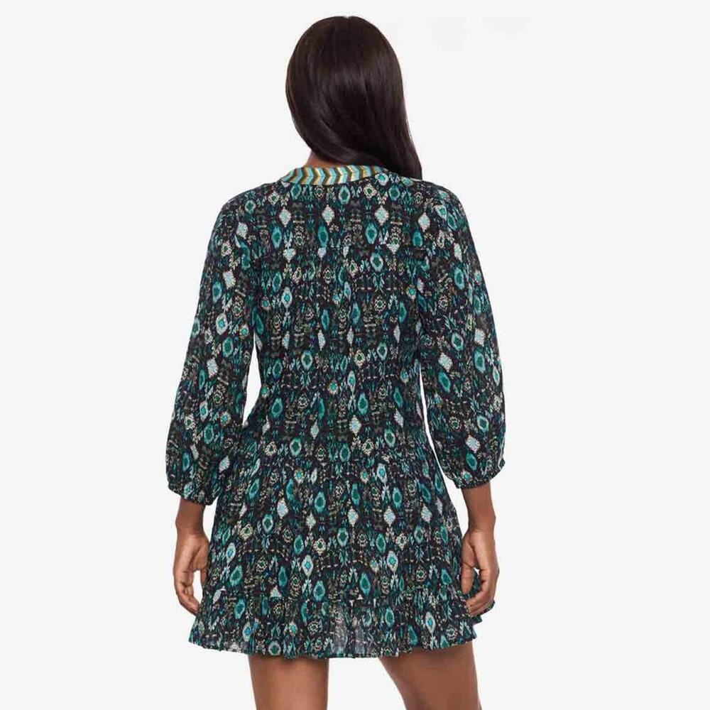 NWOT Miraclesuit Beach Dress Cover Up Bijoux Black and Teal Aztec S - Picture 4 of 13